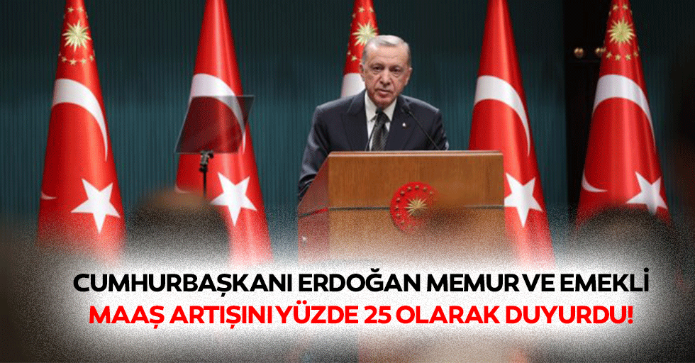 Cumhurbaşkanı Erdoğan memur ve emekli maaş artışını yüzde 25 olarak duyurdu!