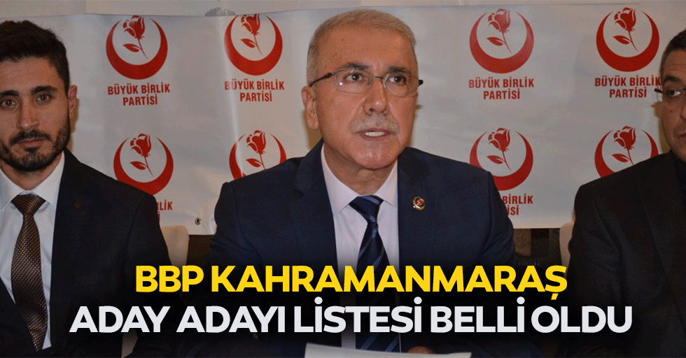 BBP Kahramanmaraş Aday Adayı Listesi Belli Oldu