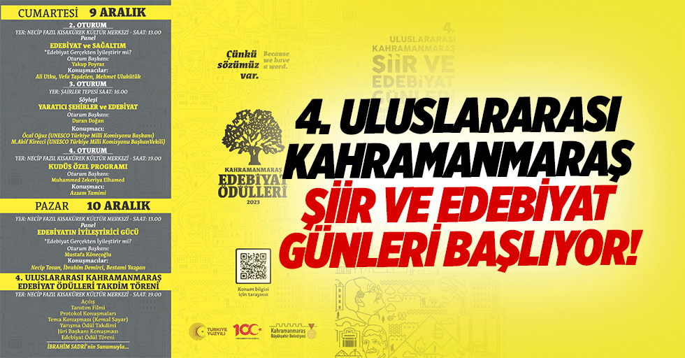 4. Uluslararası Kahramanmaraş Şiir ve Edebiyat günleri başlıyor!