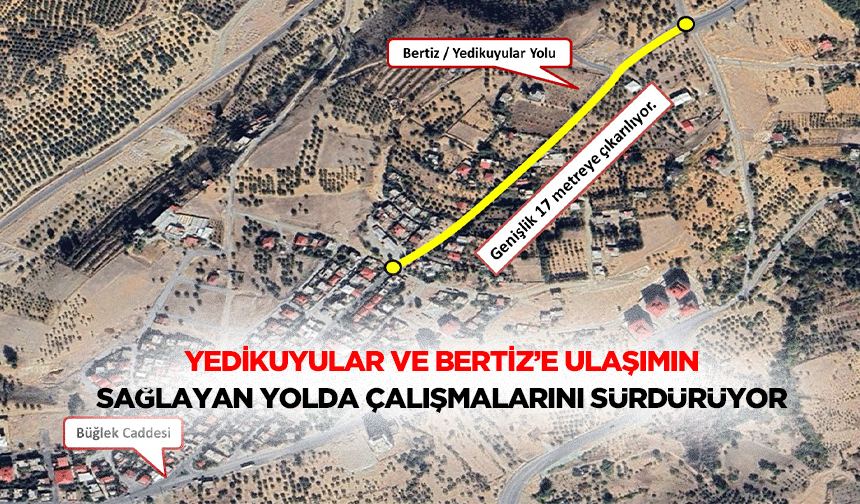 Yedikuyular ve Bertiz’e Ulaşımın Sağlayan Yolda Çalışmalarını Sürdürüyor