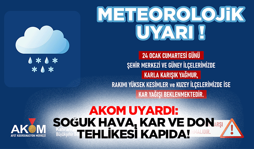 AKOM Uyardı: Soğuk Hava, Kar Ve Don Tehlikesi Kapıda