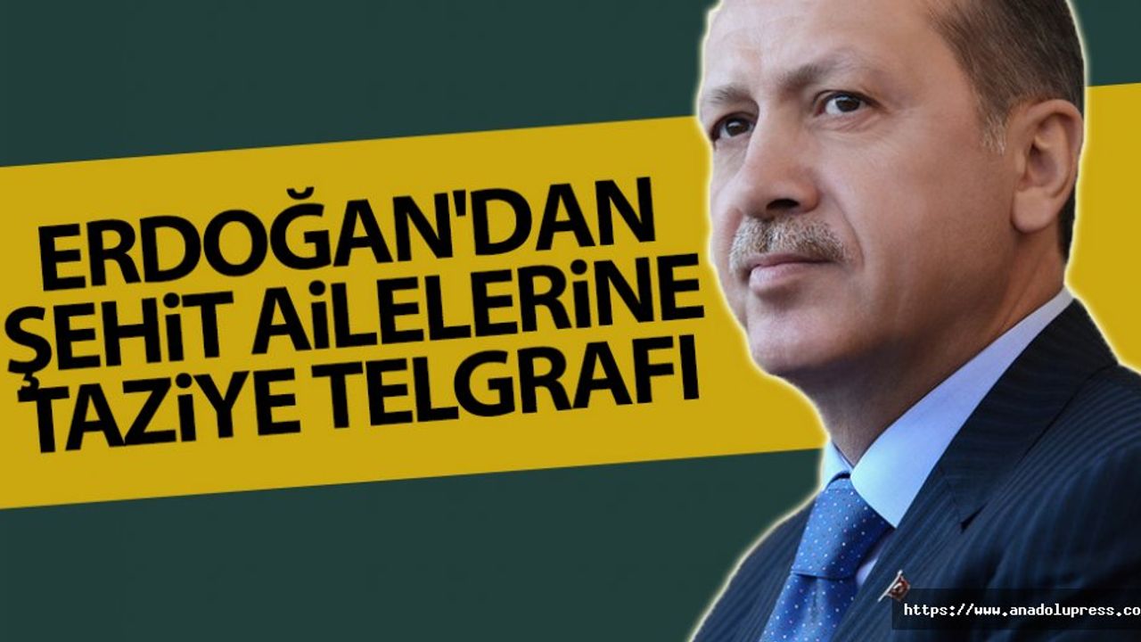 Erdoğan'dan Şehit Ailelerine Taziye Telgrafı