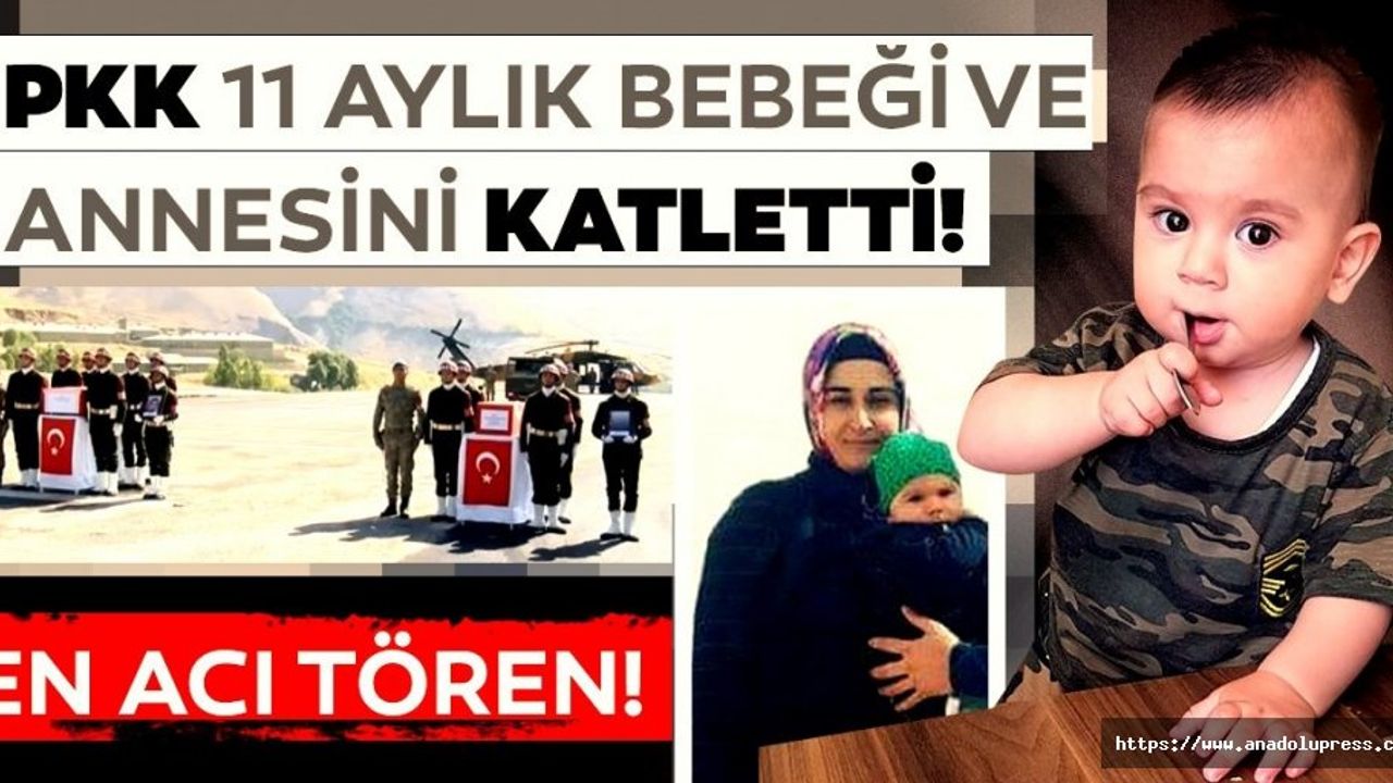  PKK’nın Kalleş Tuzağında Şehit Olan Asker Eşi İle 11 Aylık Oğlu İçin Tören Düzenlendi