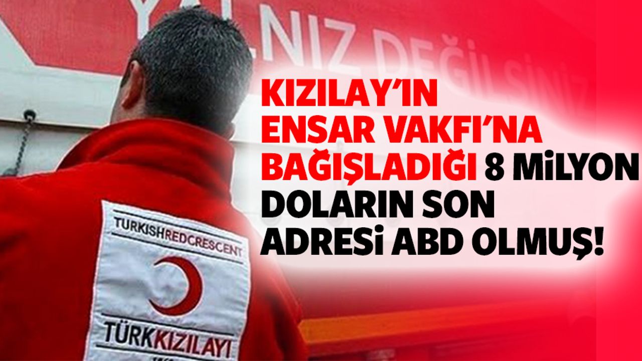 Kızılay'ın Ensar Vakfı'na bağışladığı 8 milyon doların son adresi ABD olmuş