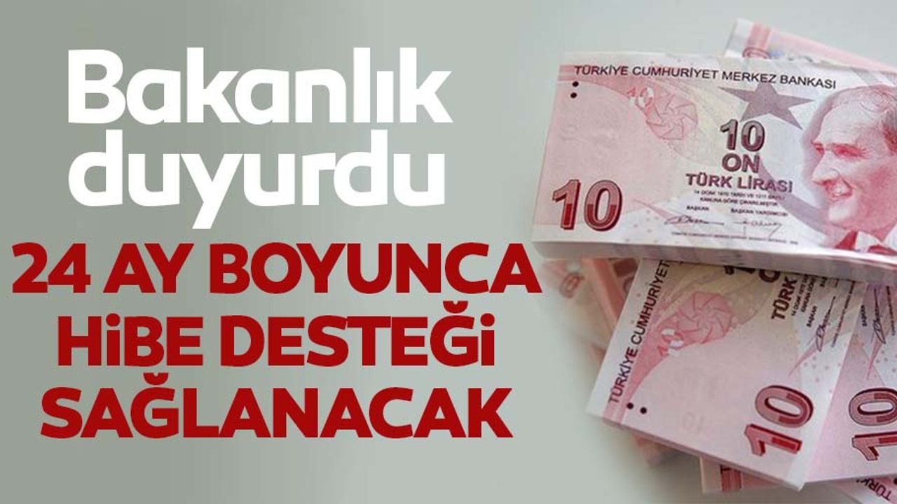 Bakanlık duyurdu, 24 ay boyunca hibe desteği sağlanacak
