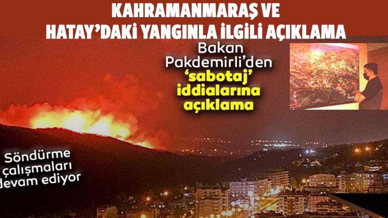 Bakan Pakdemirli'den Kahramanmaraş ve Hatay’daki yangınla ilgili açıklama