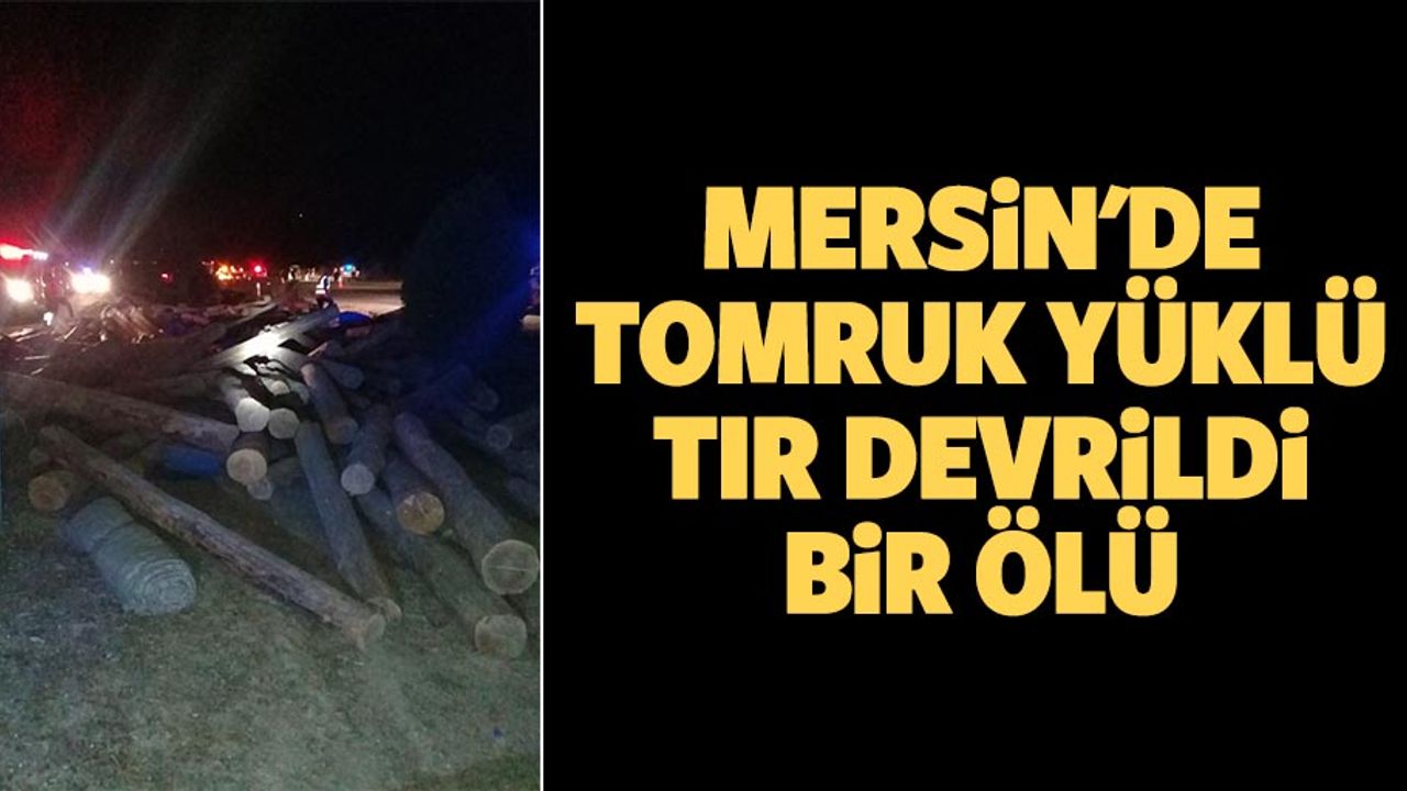 Mersin'de tomruk yüklü tır devrildi: 1 ölü, 1 yaralı