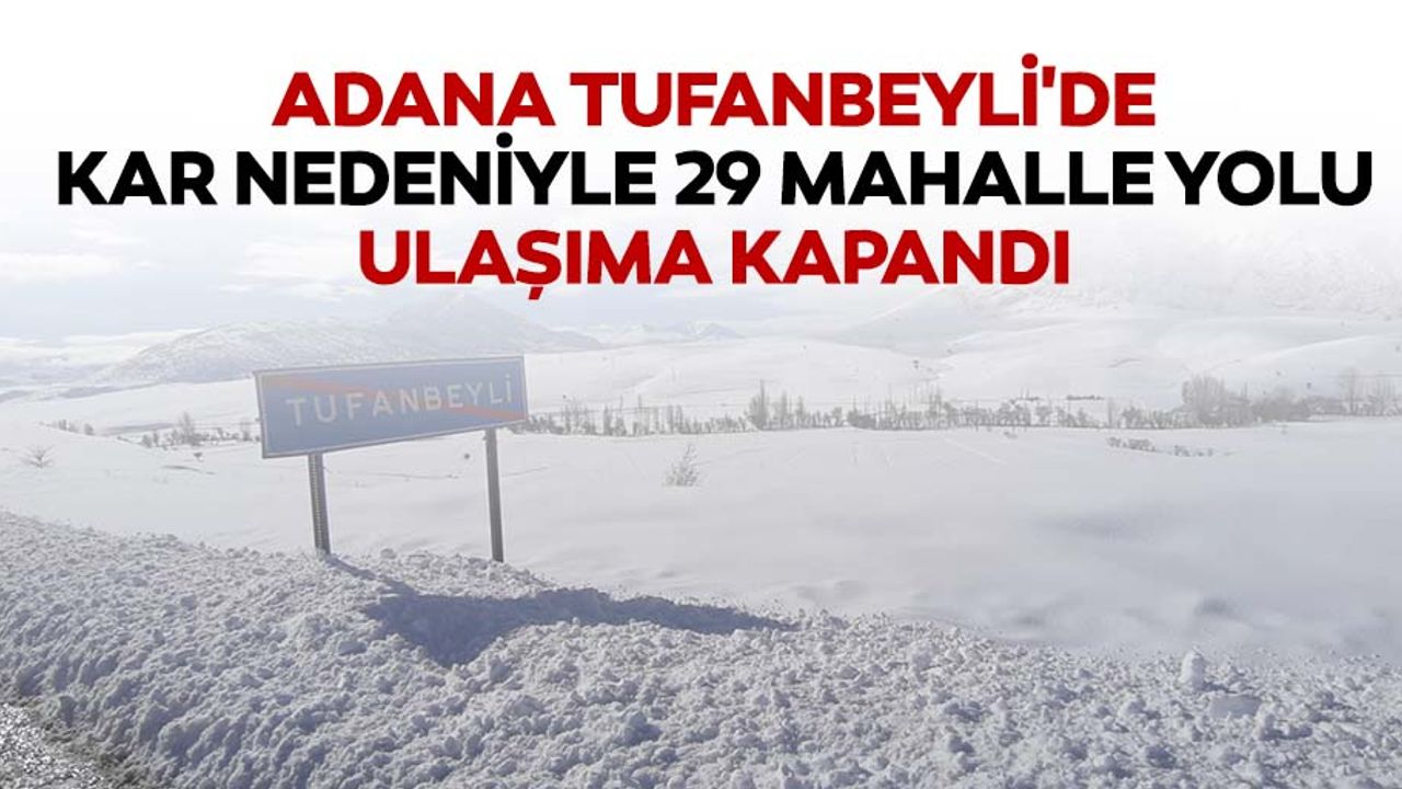 Adana Tufanbeyli'de kar nedeniyle 29 mahalle yolu ulaşıma kapandı