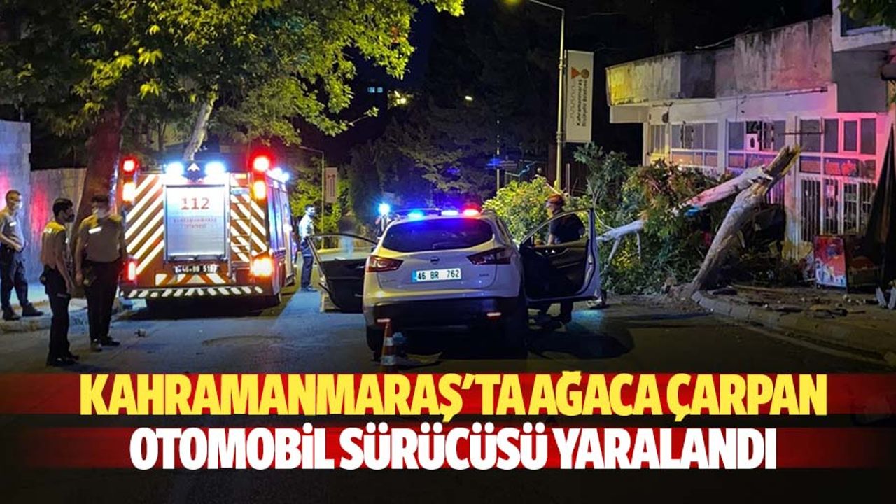 Kahramanmaraş'ta ağaca çarpan otomobil sürücüsü yaralandı