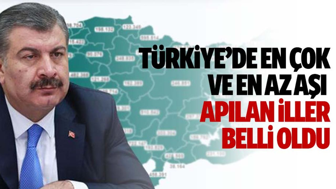 Türkiye’de en çok ve en az aşı yapılan iller belli oldu