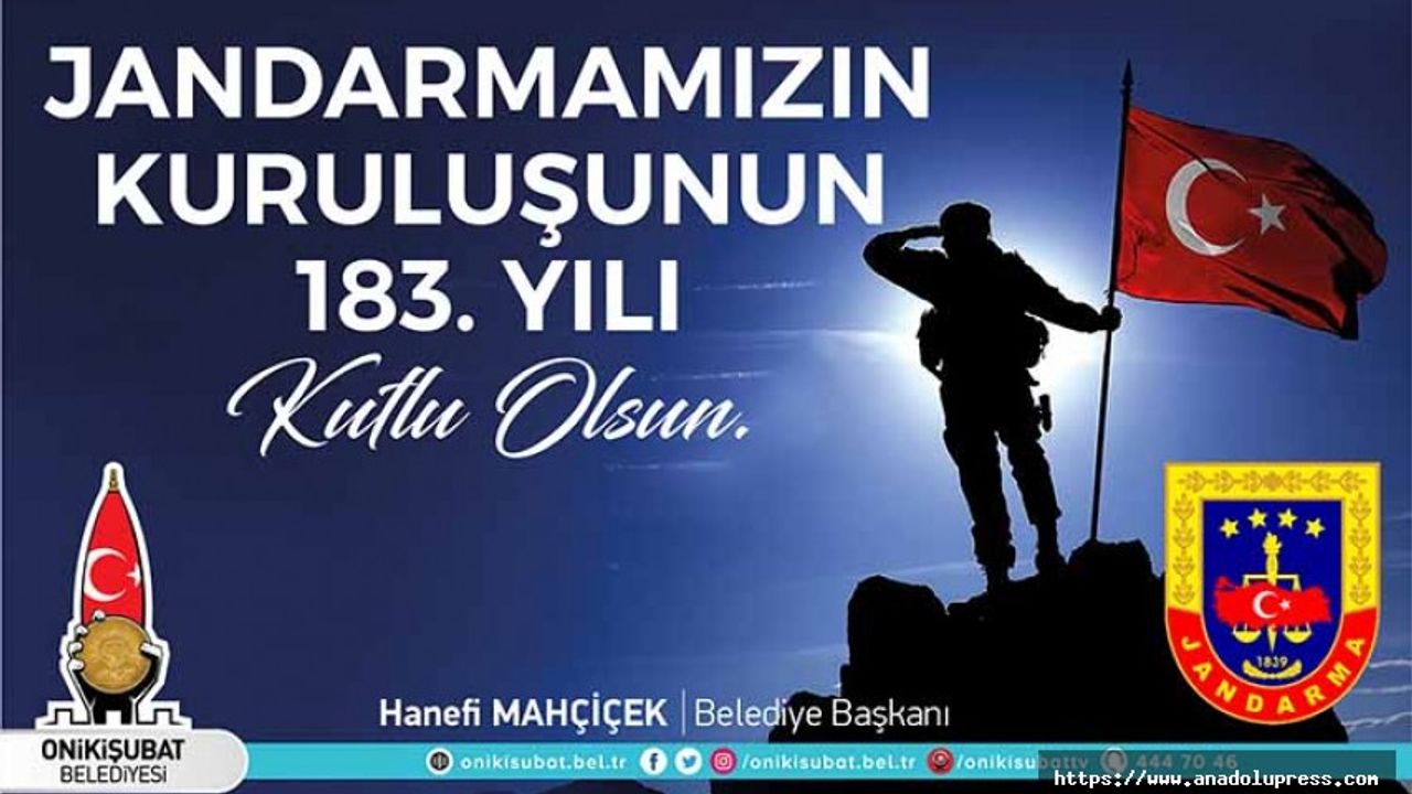 Başkan Mahçiçek’ten Jandarma’nın 183’üncü kuruluş yıl dönümü mesajı