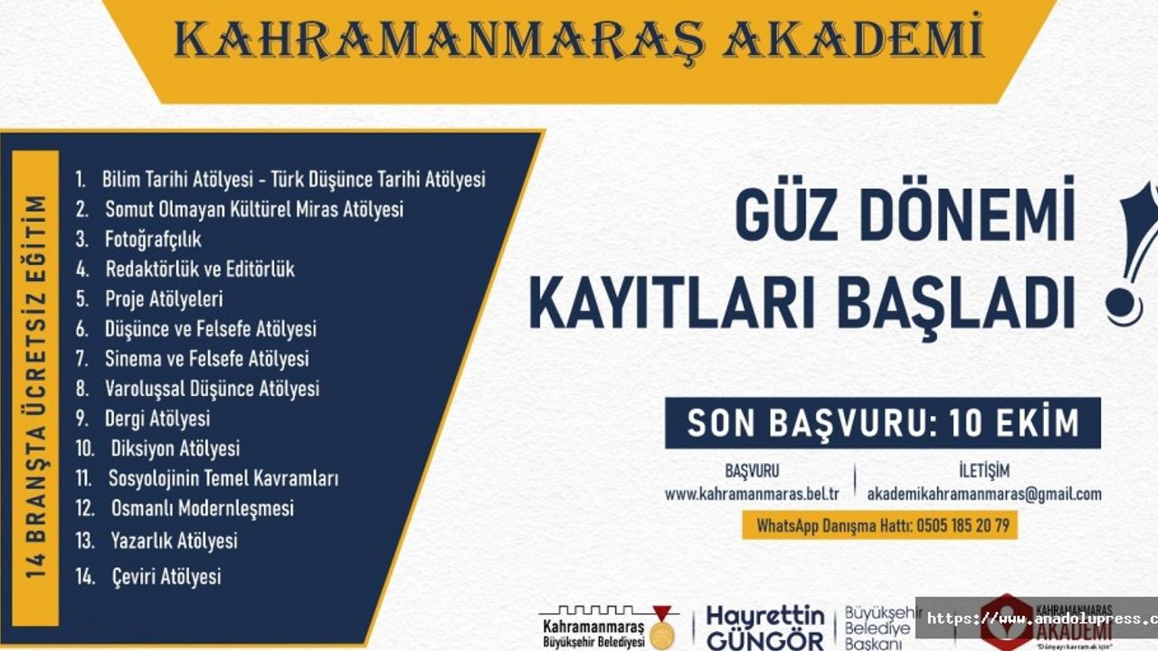 Kahramanmaraş Akademi’de Güz Dönemi Kayıtları Başladı!