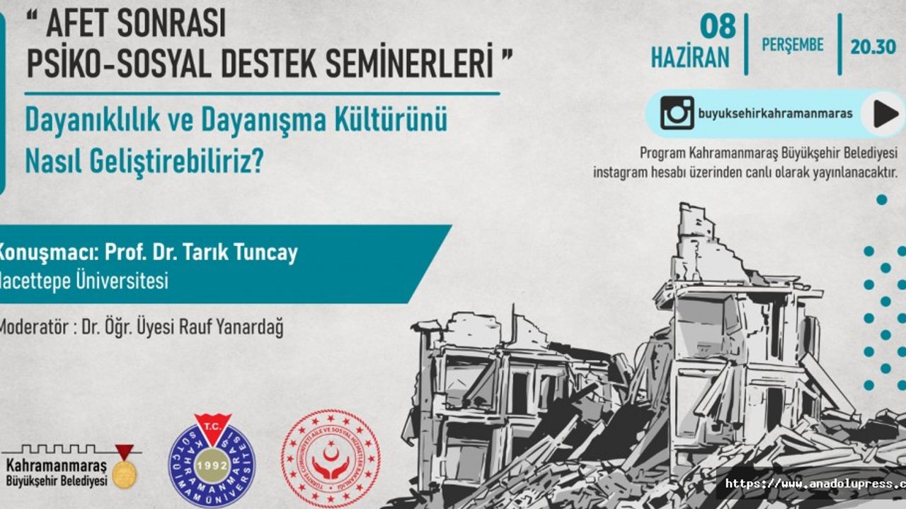 Prof. Tuncay, Kahramanmaraş’ta Dayanışma Kültürünün Geliştirilmesini Anlatacak