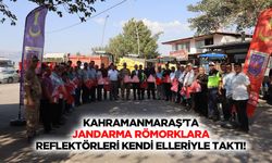 Kahramanmaraş’ta jandarma römorklara reflektörleri kendi elleriyle taktı!