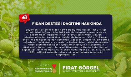 Yüzde 50 Hibeli Fidan Desteğinde Ek Başvurular Alınmaya Başladı!