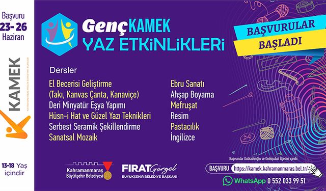 Genç KAMEK Yaz Kursları İçin Başvurular Başladı!