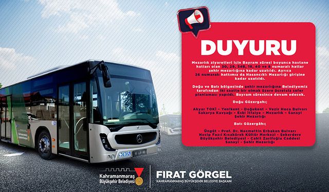 Bayramda Kapıçam Mezarlığı’na Ücretsiz Ulaşım!