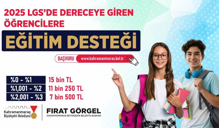 Kahramanmaraş Büyükşehir’den LGS’de Dereceye Girenlere Eğitim Desteği