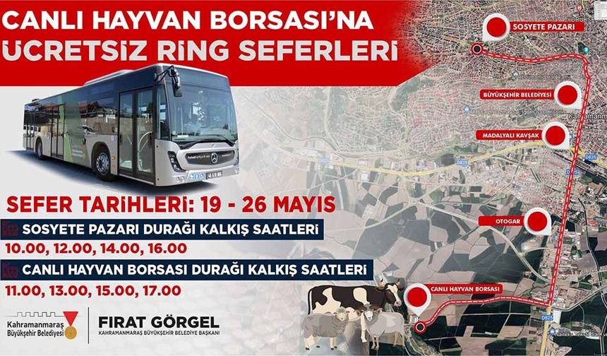 Kahramanmaraş’ta Canlı Hayvan Borsası’na ücretsiz seferler başlıyor!