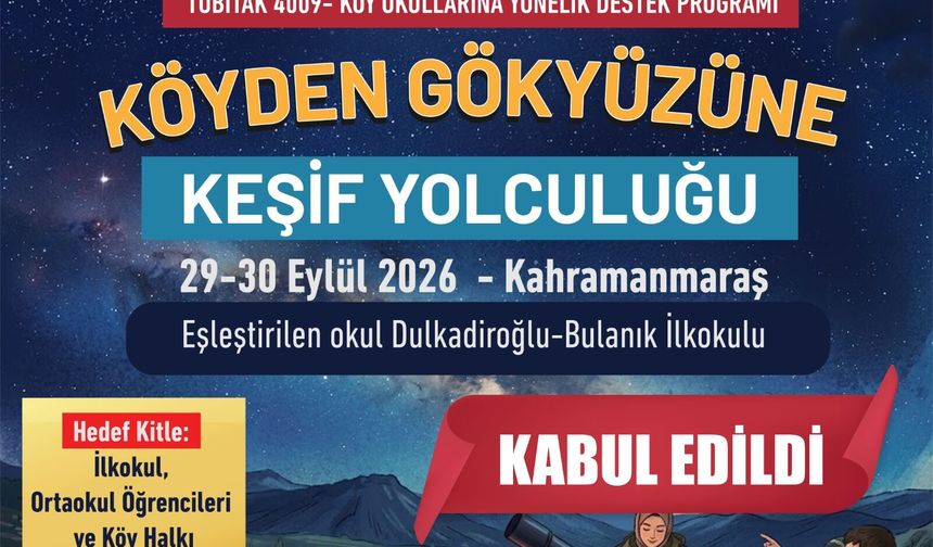Kahramanmaraş’ta Köy Okullarına Yönelik Astronomi Projesi TÜBİTAK’tan Destek Aldı!